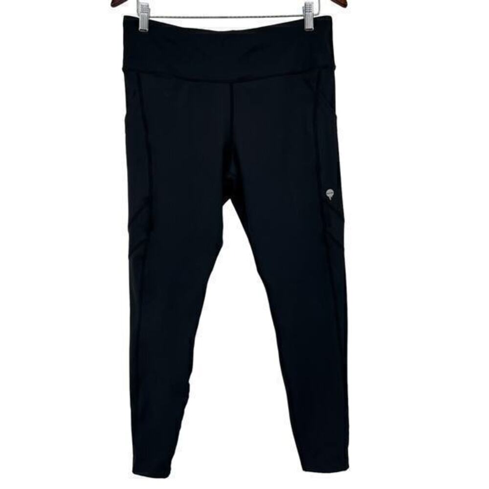 BlackMilk pull on solid plain black leggings with logo pockets size Large